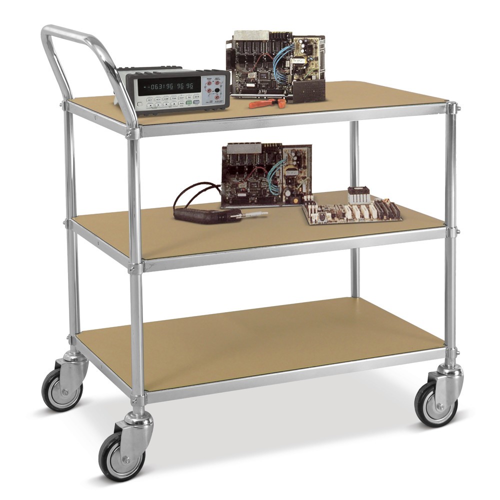 Produktabbildung: Kongamek ESD-Tischwagen, 1 Bügel, 3 Böden à 760 x 440 mm