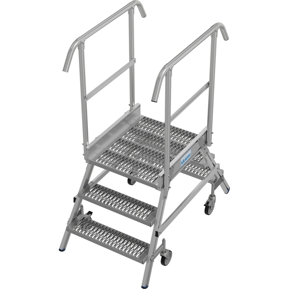 Produktabbildung: KRAUSE® STABILO fahrbare Podestleiter, beidseitig begehbar, Profilrost R13, 2 x 3 Stufen
