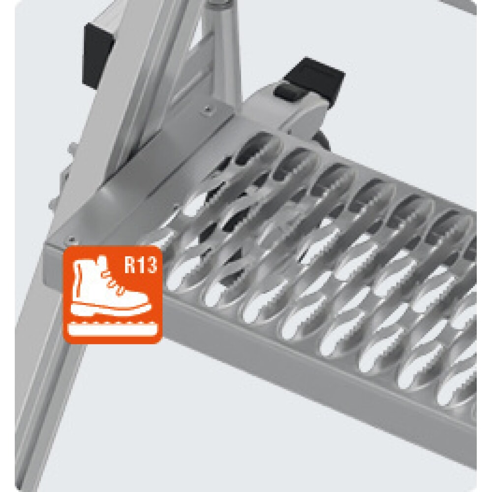 Produktabbildung Nr. 12: KRAUSE® STABILO fahrbare Podestleiter, beidseitig begehbar, Profilrost R13, 2 x 4 Stufen