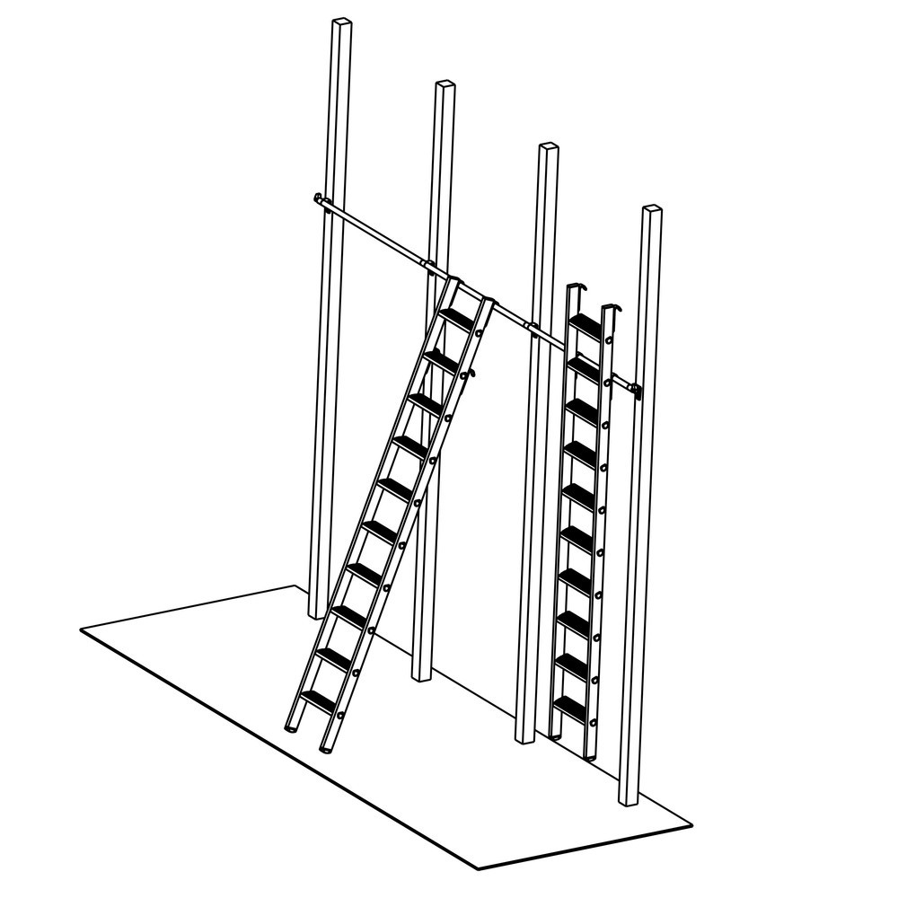 Produktabbildung Nr. 2: vStufen-Regalleiter mit Haken für Rundrohr, Standhöhe 2,80 m