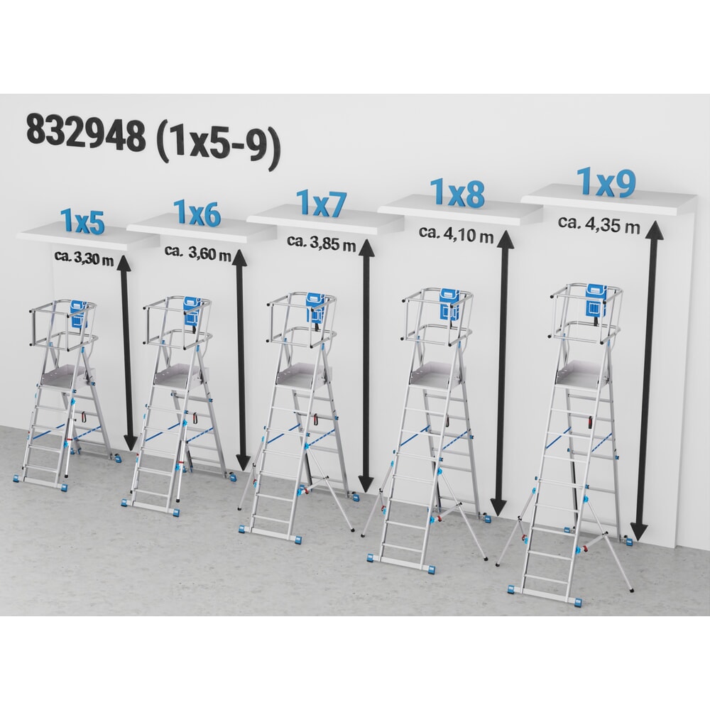 Produktabbildung Nr. 22: KRAUSE® STABILO Teleskop-Podestleiter mit grosser Standplattform SkyMatic 5-9 Sprossen