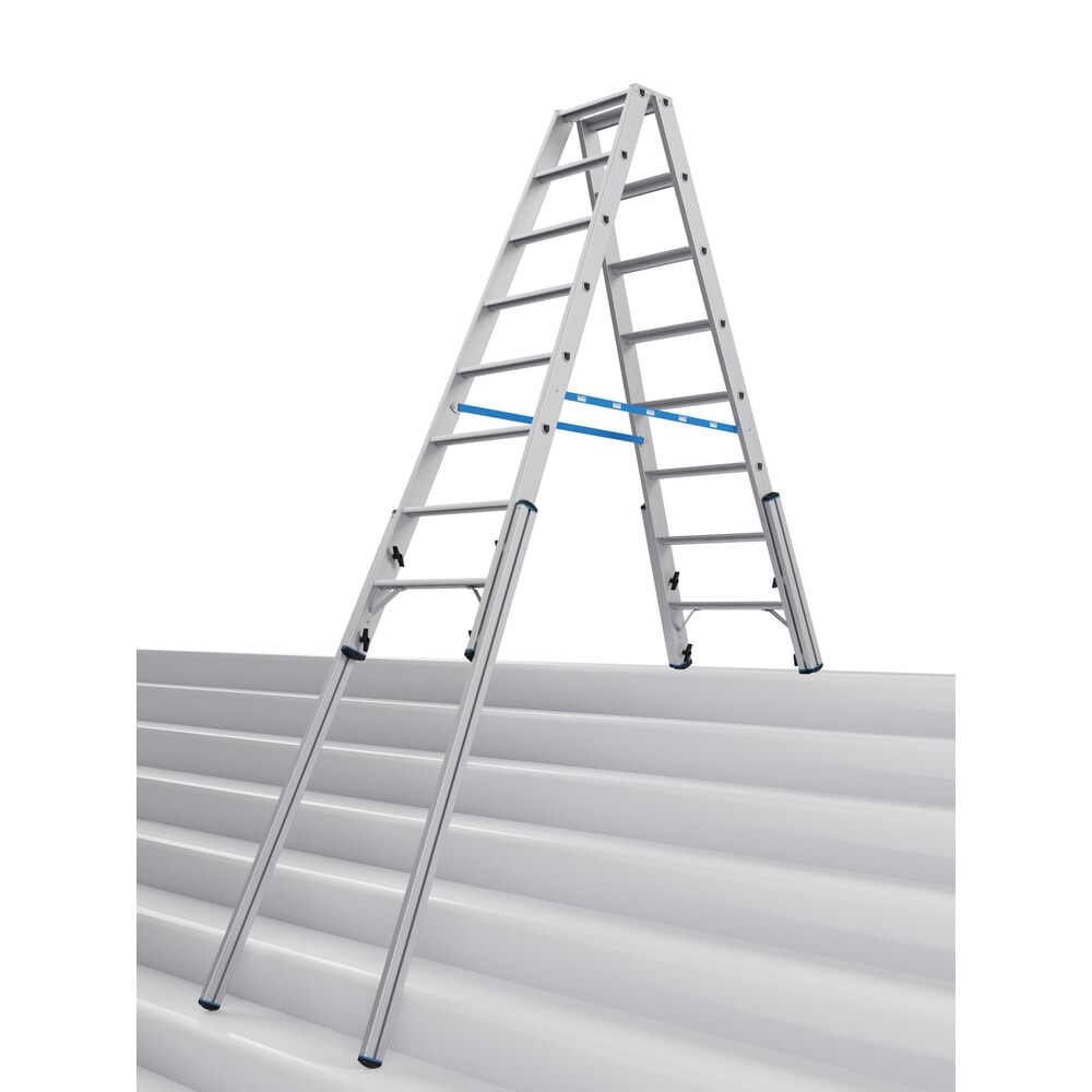 Produktabbildung: KRAUSE® STABILO Teleskopleiter mit Stufen, beidseitig begehbar, 2 x 8 Stufen