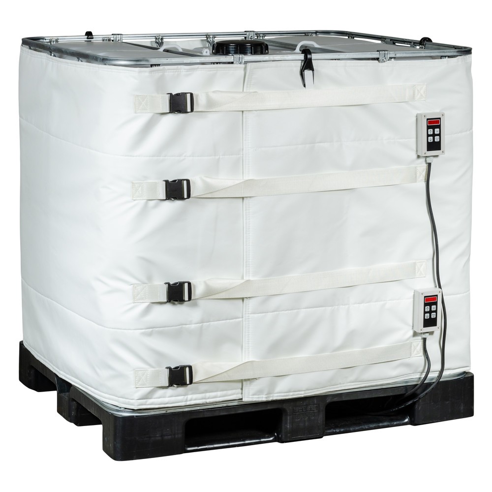 Produktabbildung: Kuhlmann IBC Container-Heizmanschette für Lebensmittel- und Pharmaindustrie, 1.000 l, 2 digitale Regler, 0-90ºC, 230 V, 2x 1.000 W, LxH 4.400 x 1.000 mm