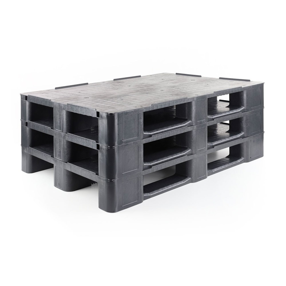 Produktabbildung Nr. 3: Kunststoffpalette, 1200x800x145 mm, dunkelgrau, mit geschlossenem Oberdeck