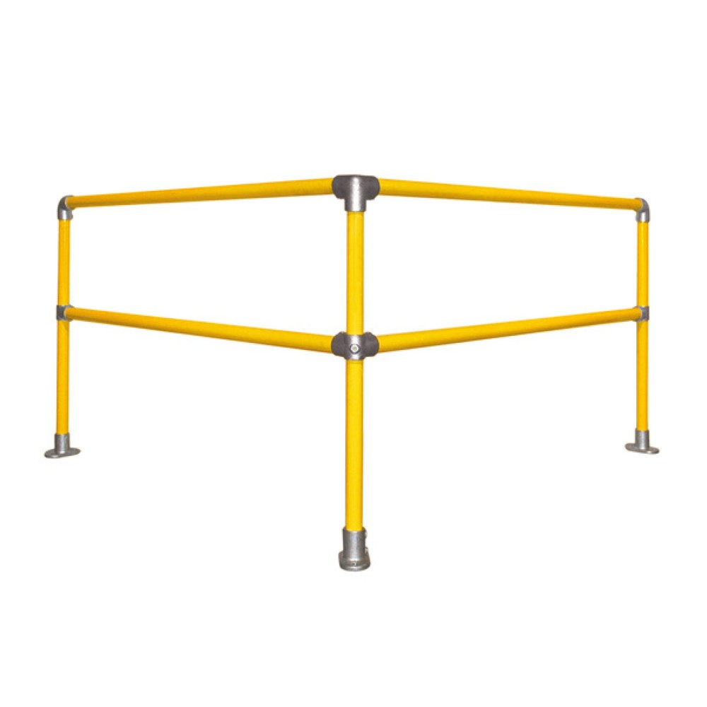 Produktabbildung Nr. 1: KwikKit® Sicherheitsgeländer, über Eck, Länge 1.500 x 1.500 mm, pulverbeschichtet, gelb