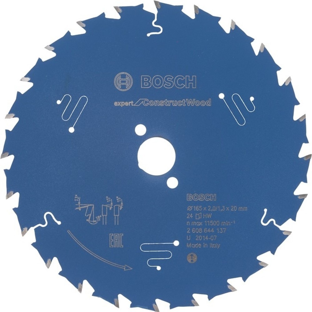 Illustration du produit: Lame de scie circulaire BOSCH Dia. Ext. 190 mm Dents 24 WZ perçage 30 mm Larg. coupe 2 mm HM