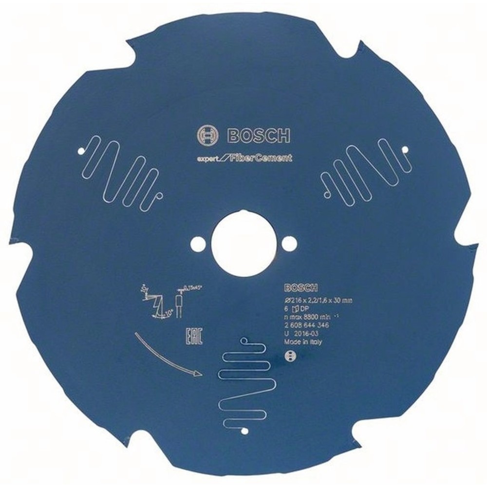 Illustration du produit: Lame de scie circulaire BOSCH Dia. Ext. 216 mm Dents 6 TCG perçage 30 mm Larg. coupe 2,2 mm HM