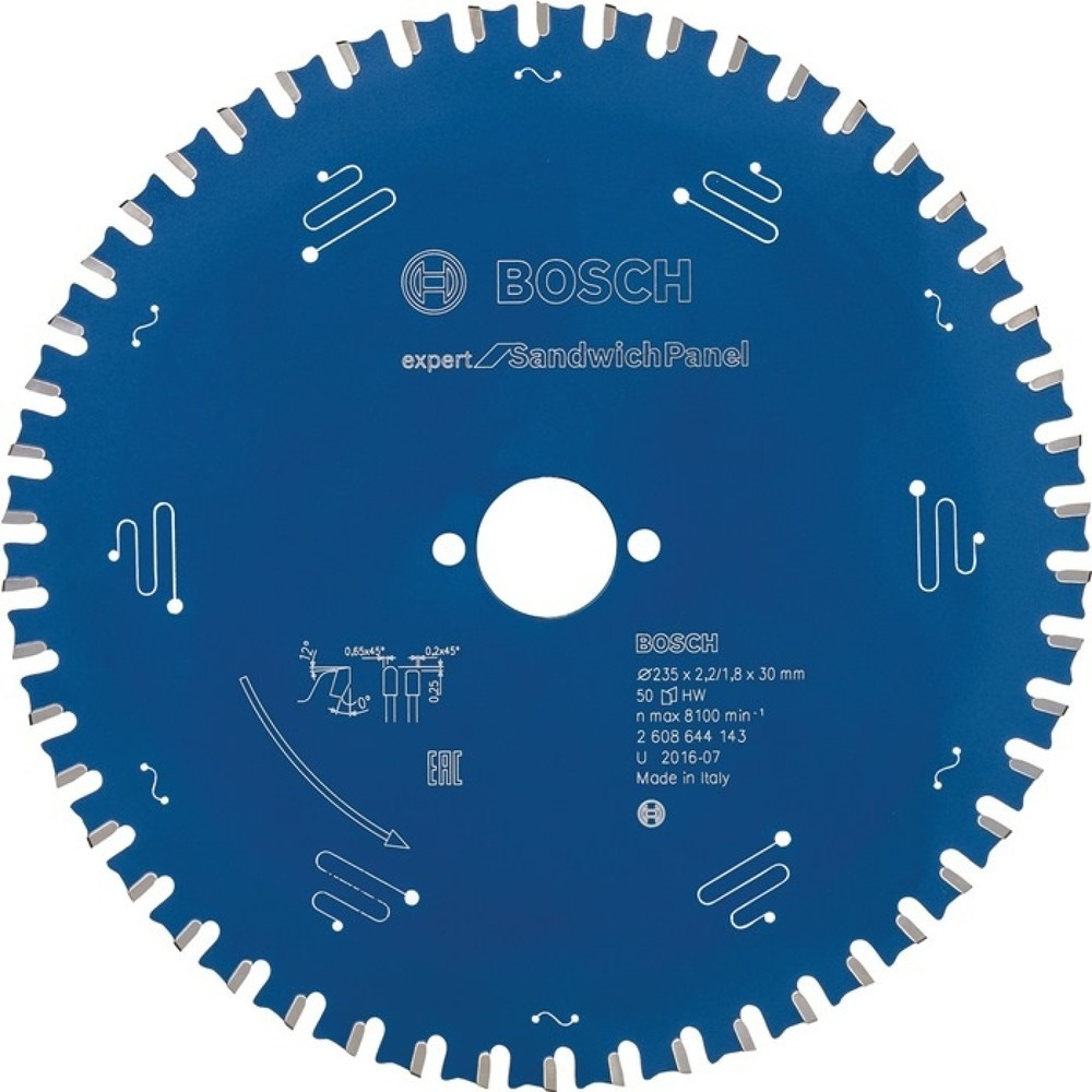 Illustration du produit: Lame de scie circulaire BOSCH Dia. Ext. 235 mm Dents 50 MTCG perçage 30 mm Larg. coupe 2,2 mm HM