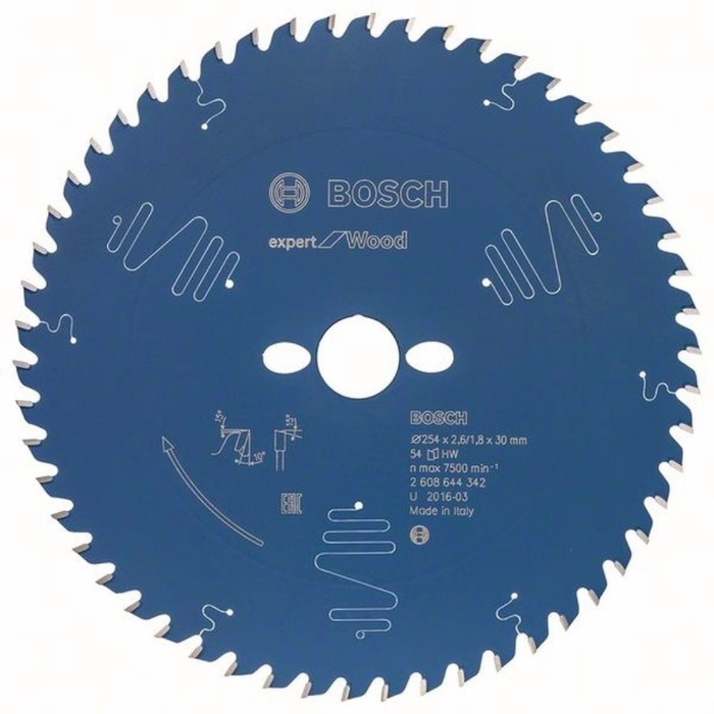 Illustration du produit: Lame de scie circulaire BOSCH Dia. Ext. 254 mm Dents 54 WZ perçage 30 mm Larg. coupe 2,6 mm HM