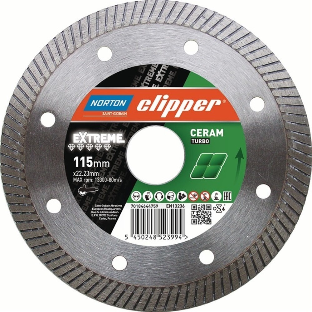 Illustration du produit: Disque à tronçonner diamant Extreme Ceram Turbo D. 200 mm perçage 25,4 mm 1,4 mm