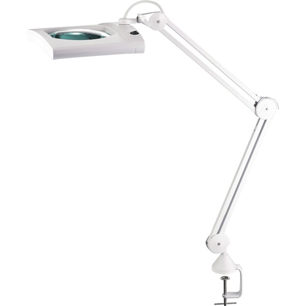 Produktabbildung Nr. 2: LED-Lupenleuchte Glaslinse 190,5mm (7,5 ") Tischklemme weiss Abdeckung,ecki. Kopf