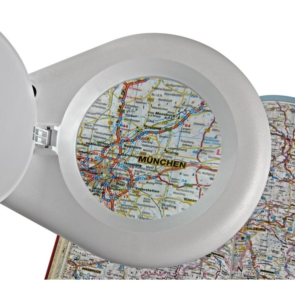 Produktabbildung Nr. 3: LED-Lupenleuchte, Tischklemme, Glaslinse 127 (5 ″), schwarz mit Abdeckung, runder Kopf