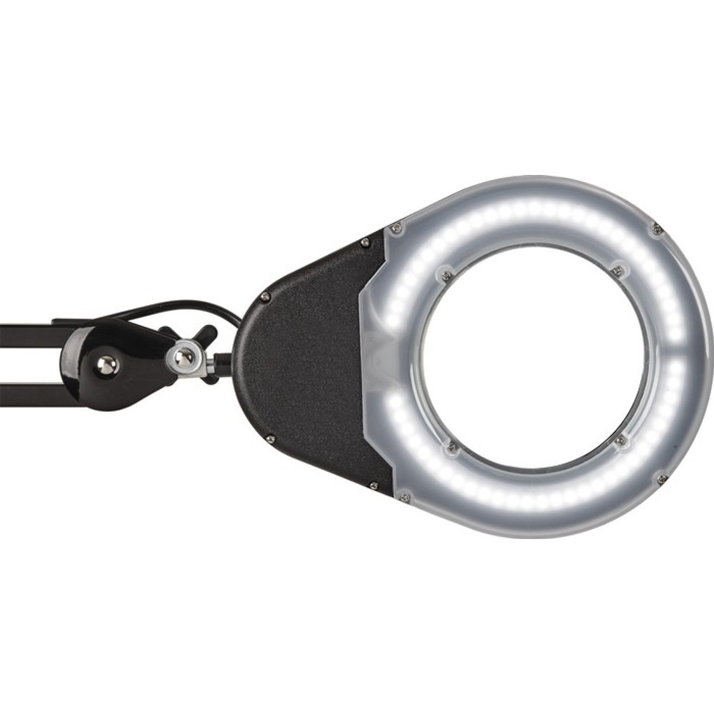 Produktabbildung Nr. 5: LED-Lupenleuchte, Tischklemme, Glaslinse 127 (5 ″), schwarz mit Abdeckung, runder Kopf