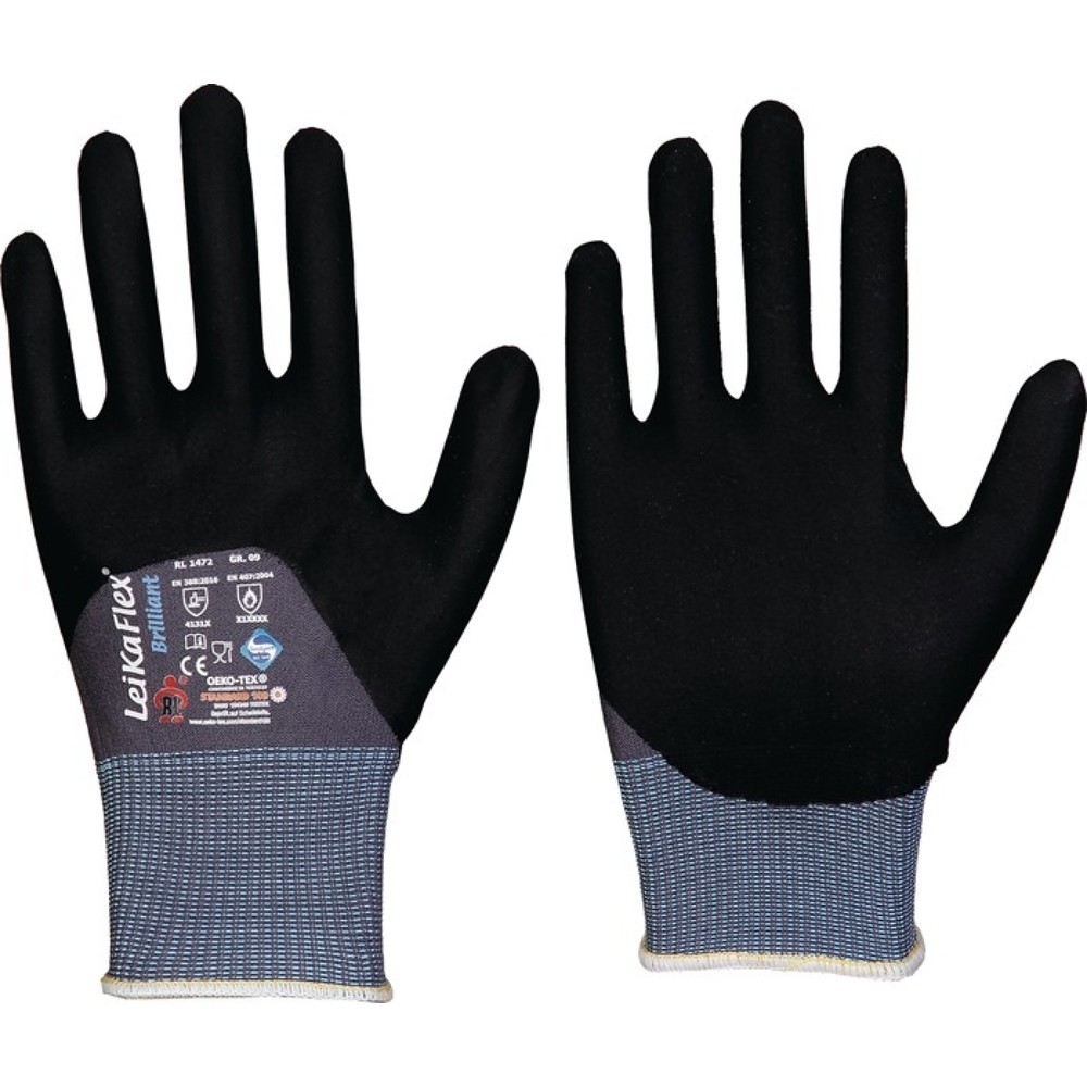 Illustration du produit: LEIPOLD Handschuhe LeikaFlex® Brilliant, PSA-Kategorie II, Größe 10 grau/schwarz, 12 Paar