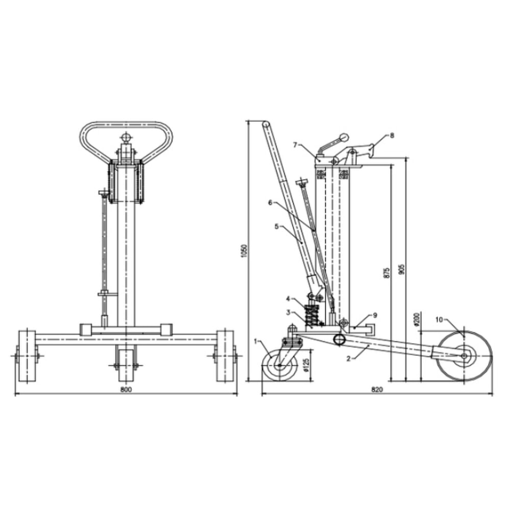 Produktabbildung Nr. 2: Lève-fûts avec levée de timon, hauteur de levée 345 mm, capacité de charge 250 kg, RAL 3020 rouge signalisation