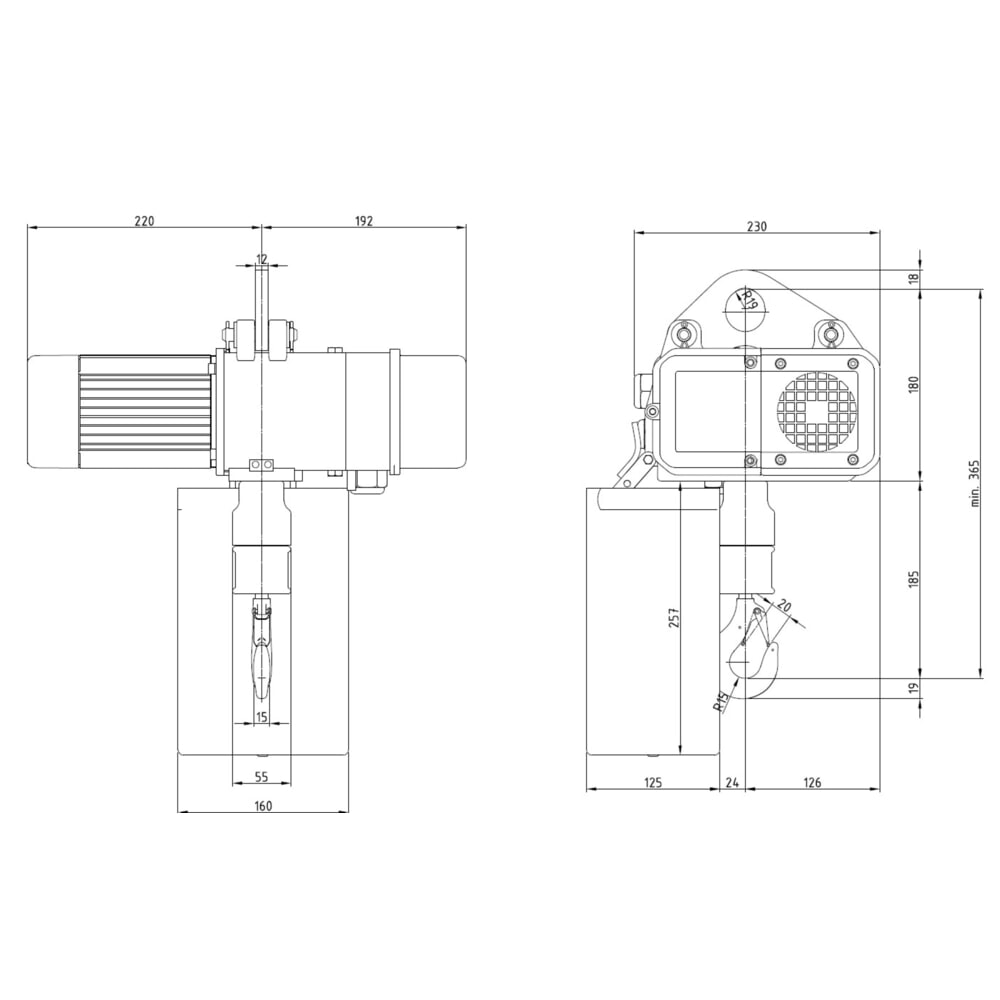 Produktabbildung Nr. 6: LIFTKET Elektrokettenzug S-Line mit Einlochaufhängung, TK 125 kg, 8/2 m/min