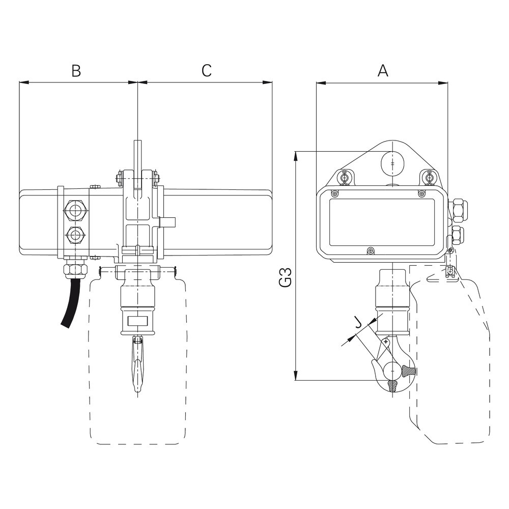 Produktabbildung Nr. 2: LIFTKET Elektrokettenzug S-Line mit Einlochaufhängung, TK 125 kg, 8/2 m/min