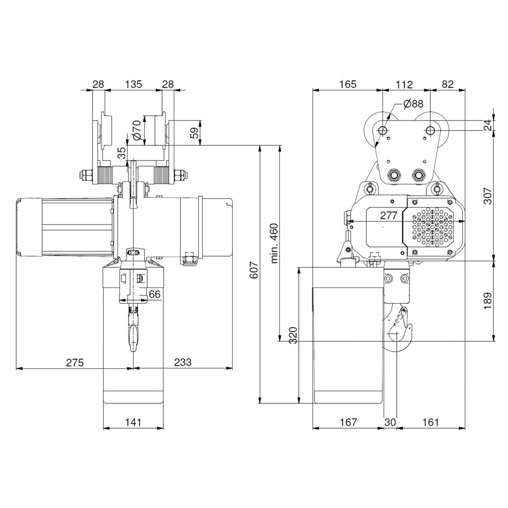 Produktabbildung Nr. 7: LIFTKET Elektrokettenzug S-Line mit Handfahrwerk, TK 500 kg, 8/2 m/min