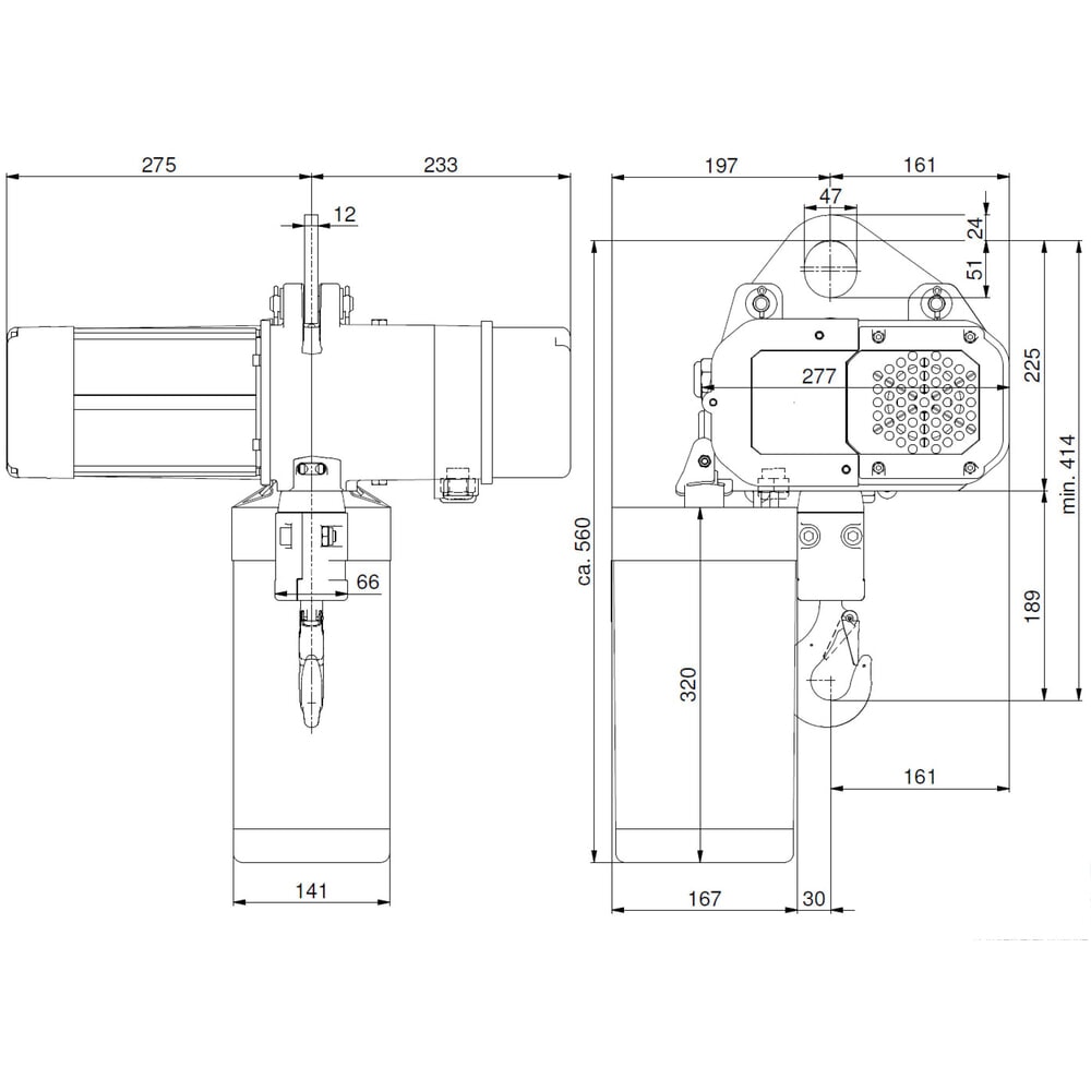 N° de l'image du produit 6 : LIFTKET Palan à chaîne électrique S-Line avec accrochage à trou unique, capacité de charge 1.000 kg, 6/1,5 m/min