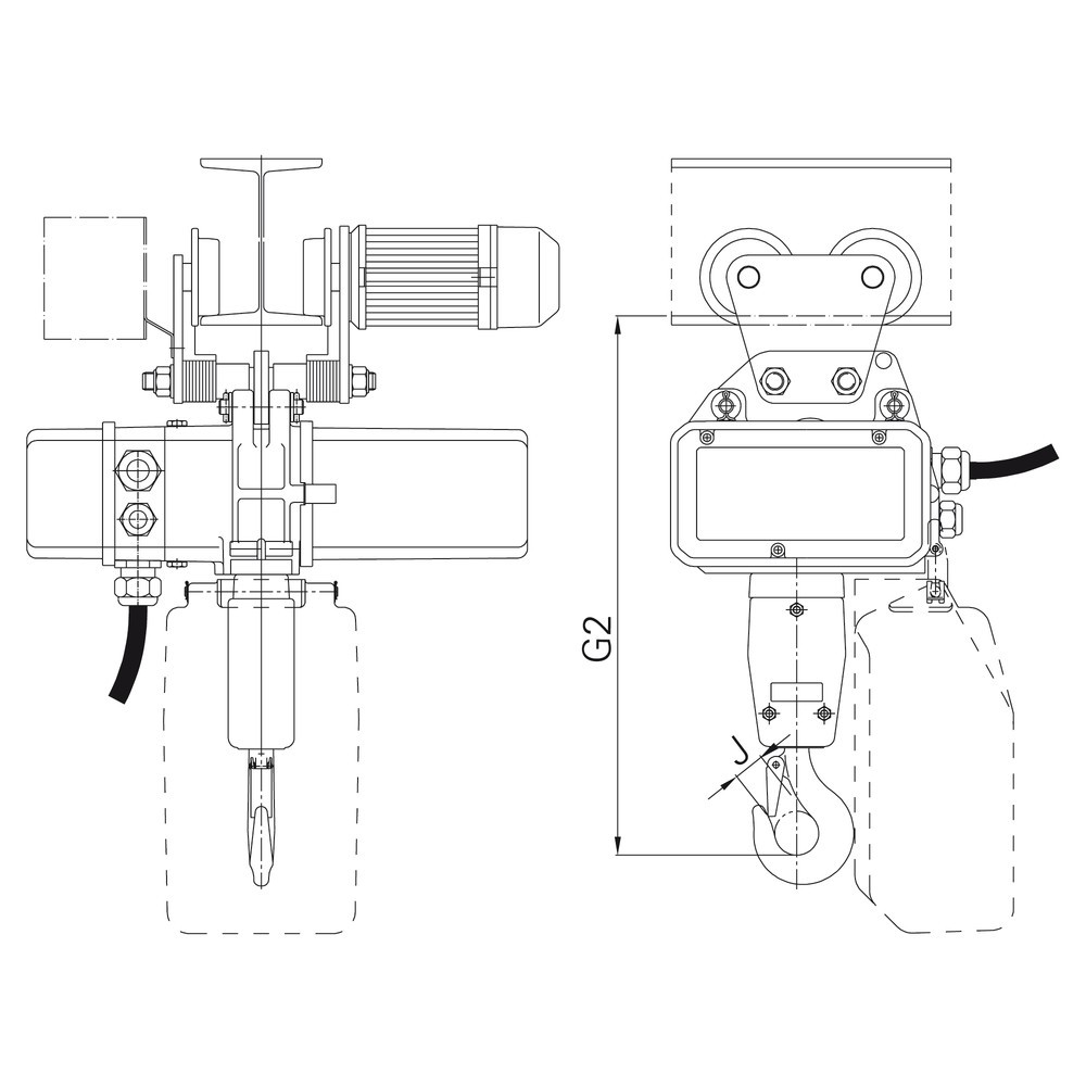 Produktabbildung Nr. 2: LIFTKET Palan à chaîne électrique S-Line avec mécanisme de déplacement manuel, capacité de charge 125 kg, 8/2 m/min