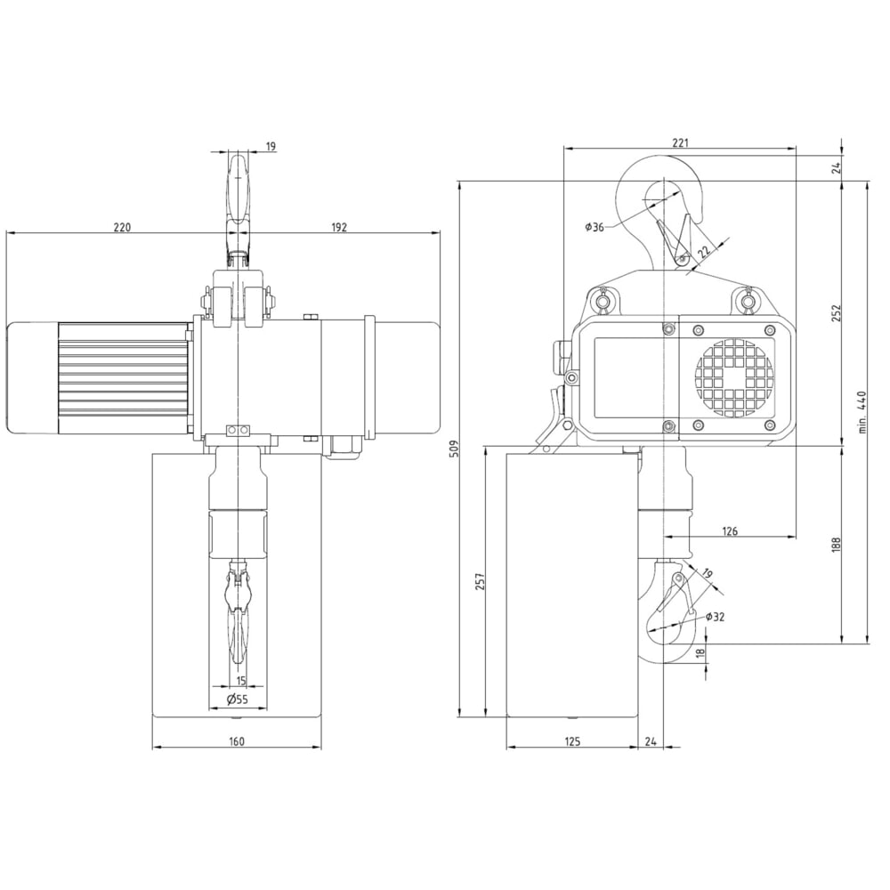 N° de l'image du produit 6 : LIFTKET Palan à chaîne électrique S-Line avec suspension par crochet, capacité de charge 250 kg, 8/2 m/min