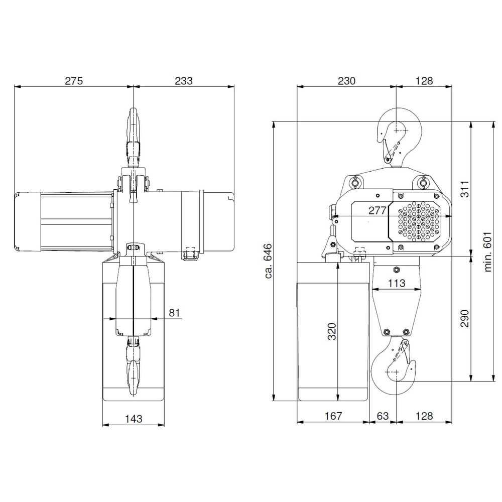 N° de l'image du produit 6 : LIFTKET Palan à chaîne électrique S-Line avec suspension par crochet, capacité de charge 2.000 kg, 3/0,75 m/min