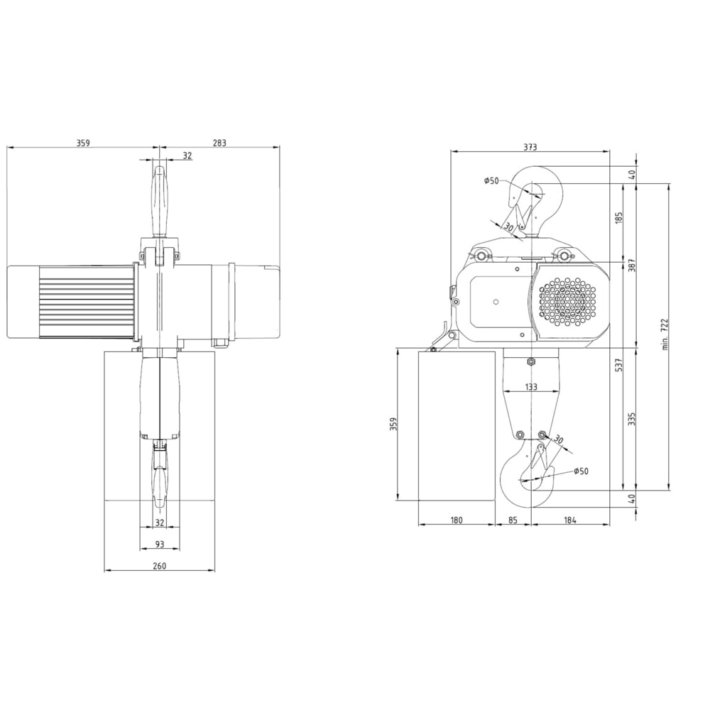N° de l'image du produit 6 : LIFTKET Palan à chaîne électrique S-Line avec suspension par crochet, capacité de charge 3.200 kg, 4/1 m/min