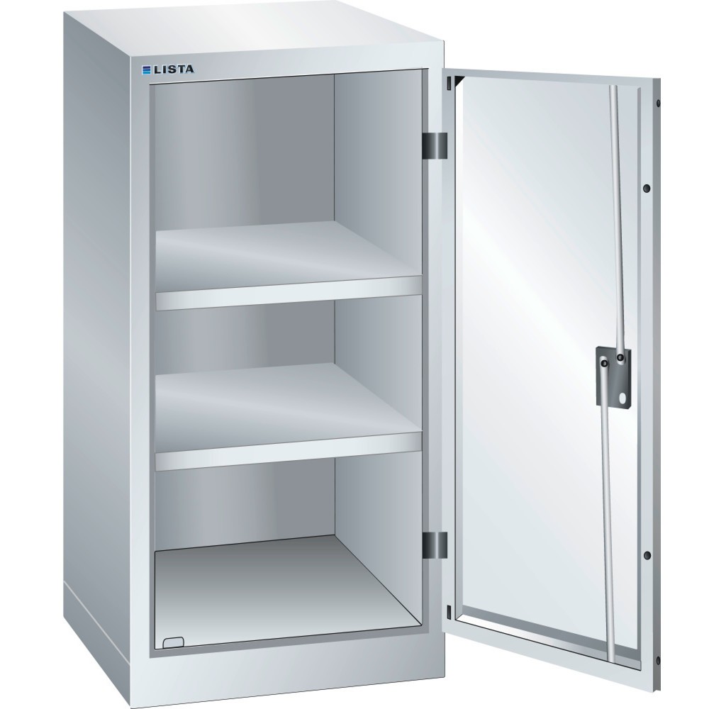 Produktabbildung: LISTA Beistellschrank, (BxTxH) 500x400x1000mm, 2 Verstellböden, lichtgrau, KEY Lock