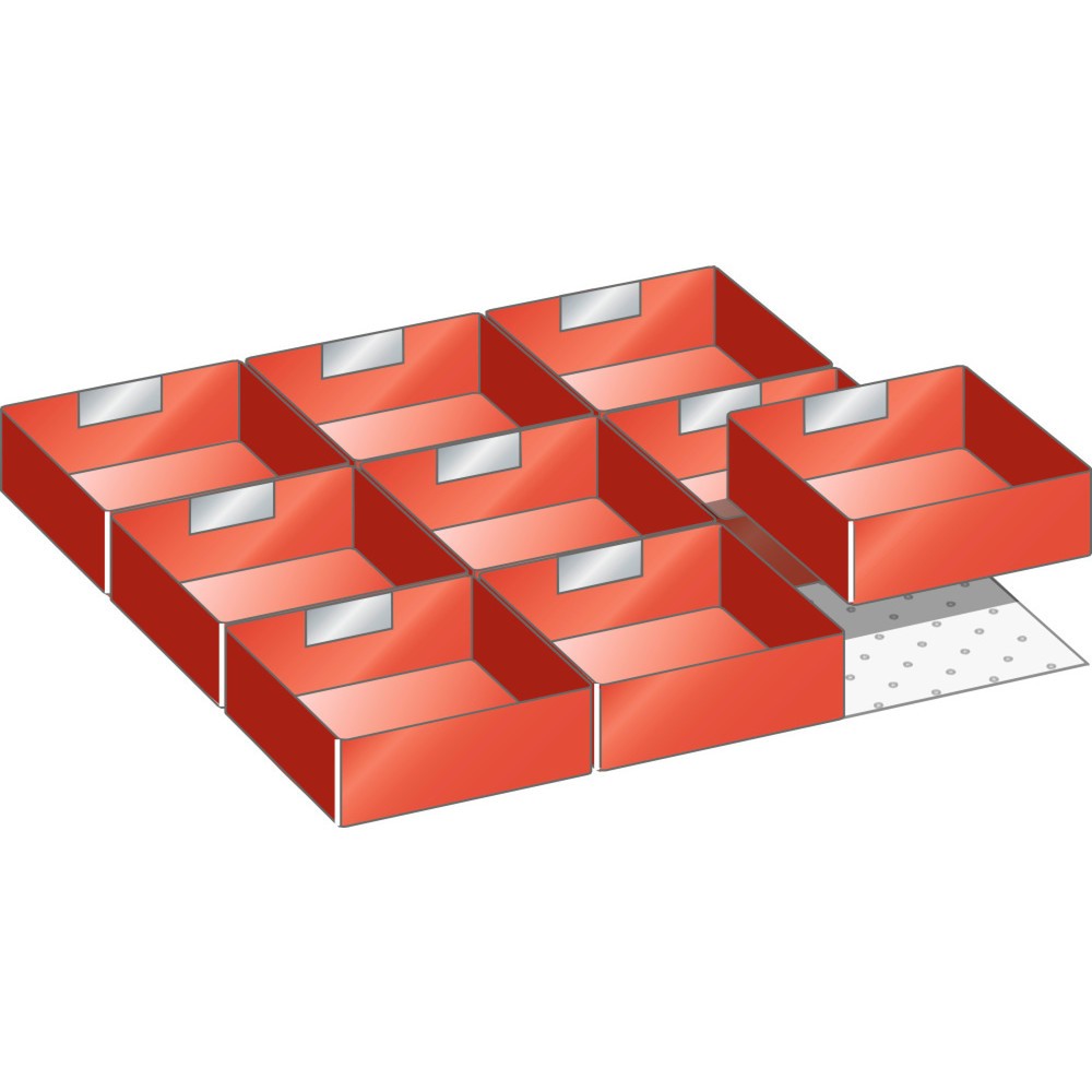 Illustration du produit: Jeu de bacs en plastique LISTA 27x27E, (lxP) 459x459 mm, 9 pièces, hauteur de façade 75 mm