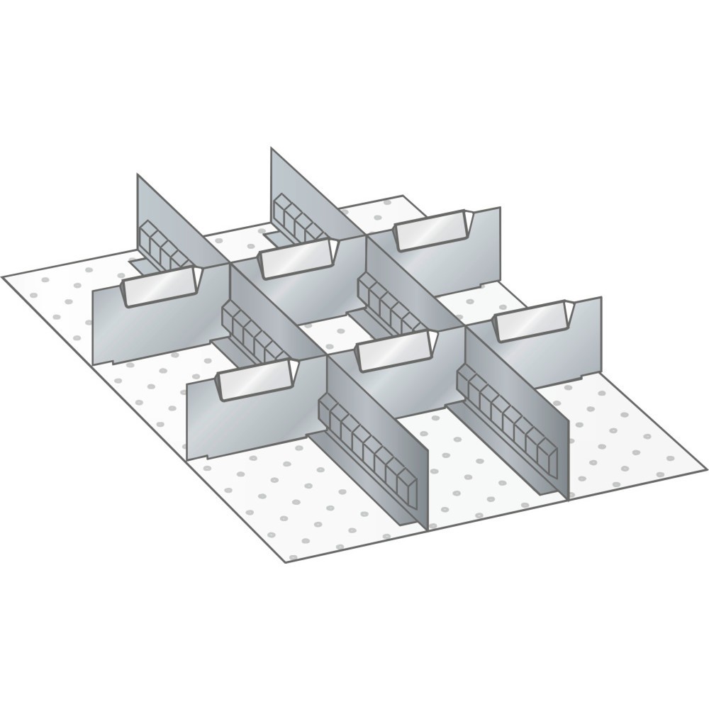 Illustration du produit: Jeu de parois à fentes et de plaquettes de séparation LISTA 18x27E, (lxP) 306x459 mm, 2 parois à fentes, 6 plaquettes de séparation, hauteur de façade 50 mm