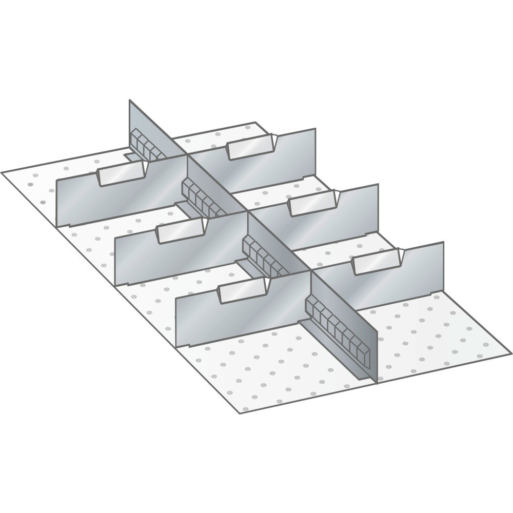Illustration du produit: Jeu de parois à fentes et de plaquettes de séparation LISTA 18x36E, (lxP) 306x612 mm, 1 paroi à fentes, 6 plaquettes de séparation, hauteur de façade 50 mm