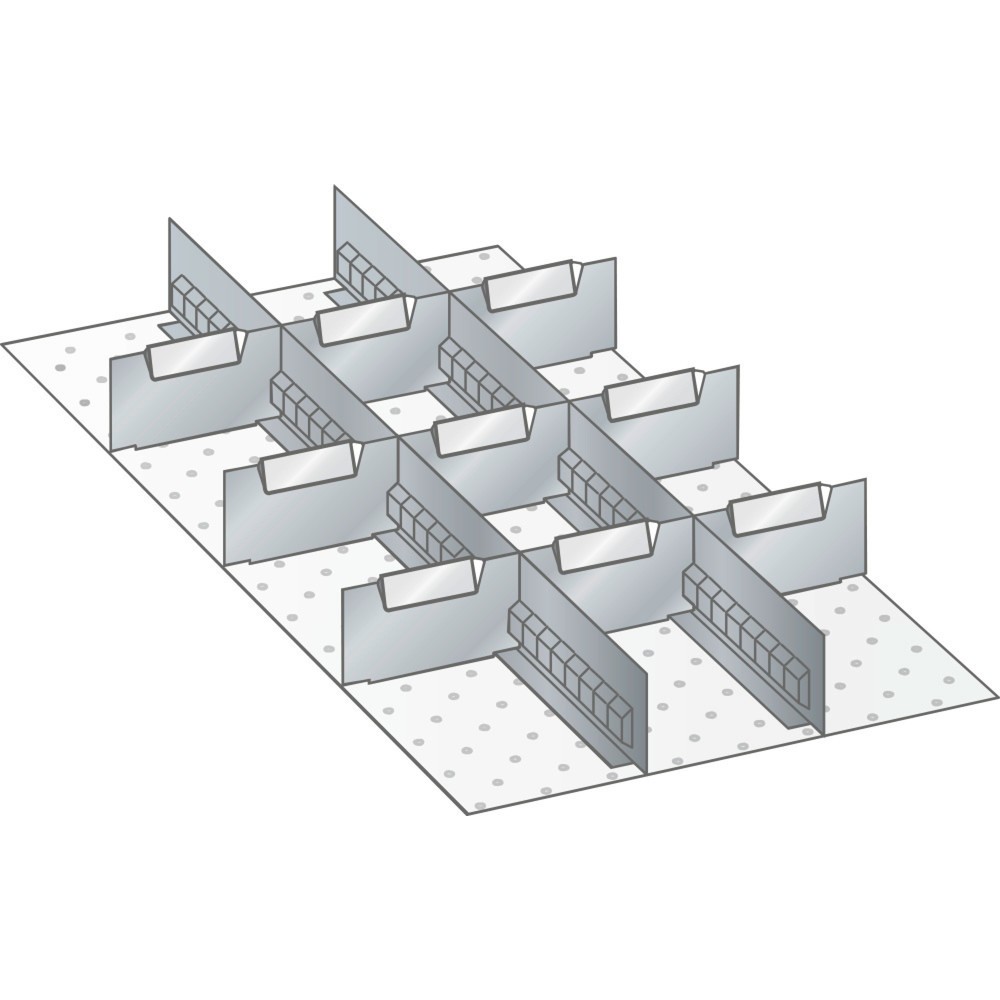 Illustration du produit: Jeu de parois à fentes et de plaquettes de séparation LISTA 18x36E, (lxP) 306x612 mm, 2 parois à fentes, 9 plaquettes de séparation, hauteur de façade 50 mm