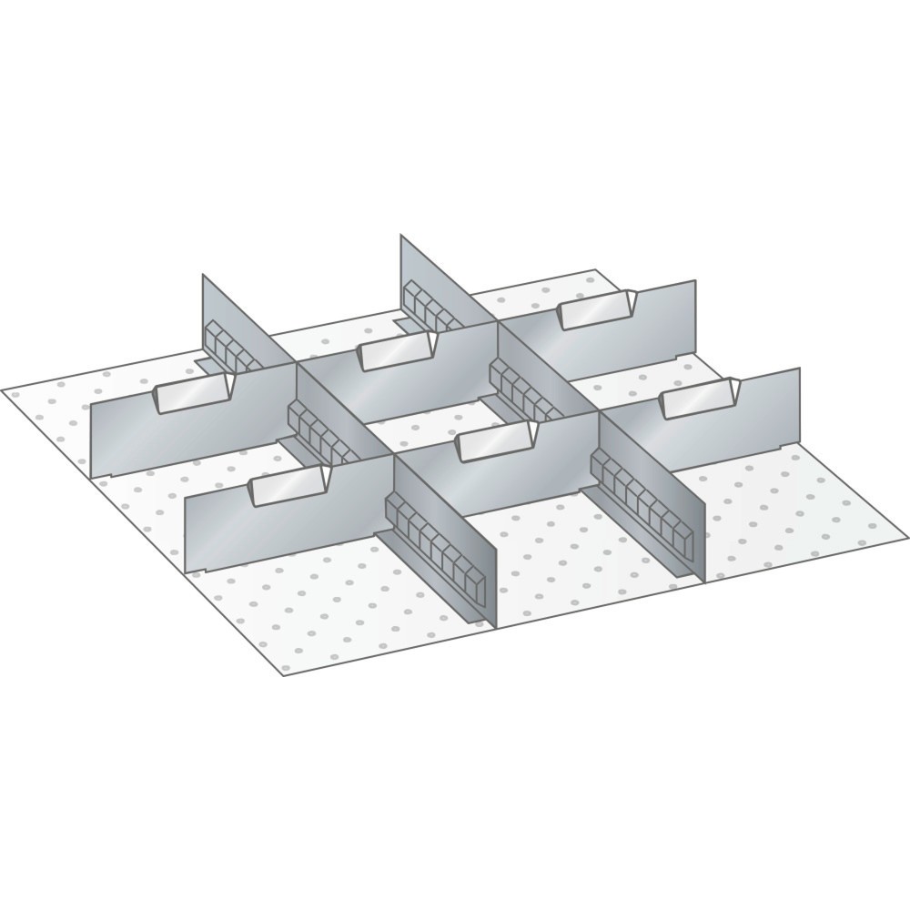 Illustration du produit: Jeu de parois à fentes et de plaquettes de séparation LISTA 27x27E, (lxP) 459x459 mm, 2 parois à fentes, 6 plaquettes de séparation, hauteur de façade 50 mm
