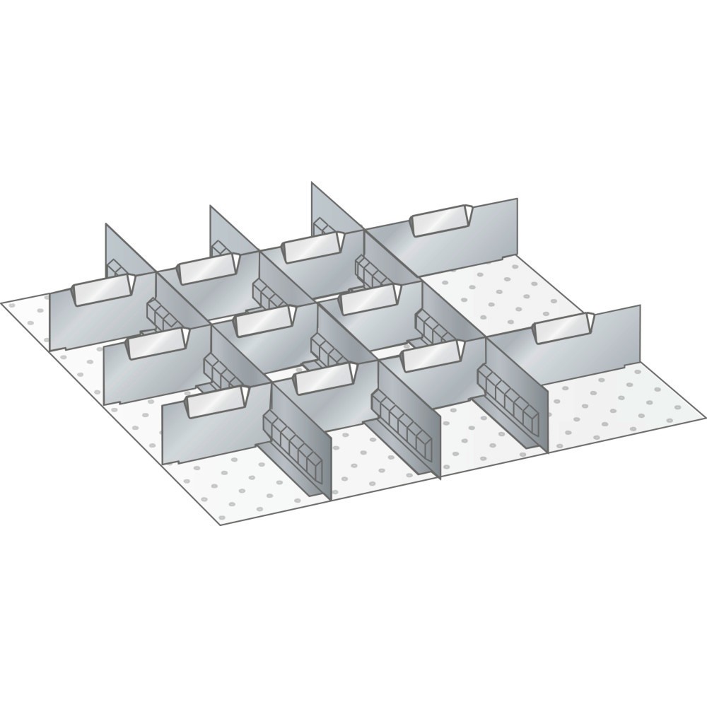 Illustration du produit: Jeu de parois à fentes et de plaquettes de séparation LISTA 27x27E, (lxPxHF) 459x459x50 mm, 3 parois à fentes, 11 plaquettes de séparation, hauteur de façade 50 mm
