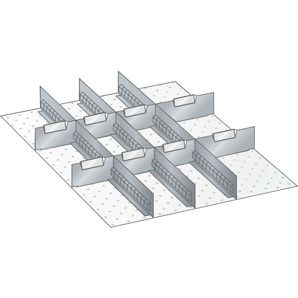 Illustration du produit: Jeu de parois à fentes et de plaquettes de séparation LISTA 27x36E, (lxP) 459x612 mm, 3 parois à fentes, 8 plaquettes de séparation, hauteur de façade 50 mm