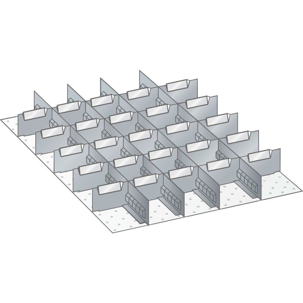 Illustration du produit: Jeu de parois à fentes et de plaquettes de séparation LISTA 27x36E, (lxP) 459x612 mm, 4 parois à fentes, 25 plaquettes de séparation, hauteur de façade 50 mm