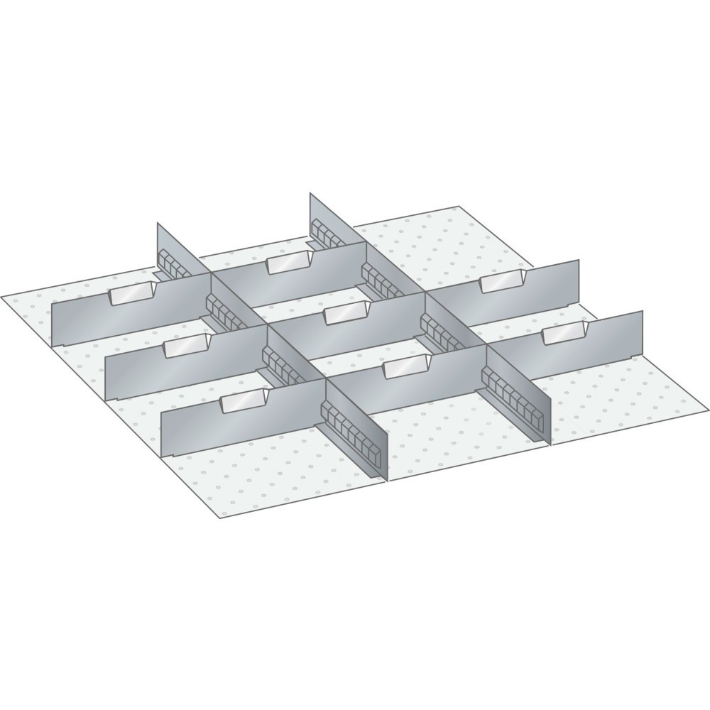 Illustration du produit: Jeu de parois à fentes et de plaquettes de séparation LISTA 36x36E, (lxP) 612x612 mm, 2 parois à fentes, 8 plaquettes de séparation, hauteur de façade 75 mm