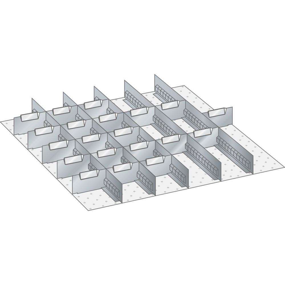 Illustration du produit: Jeu de parois à fentes et de plaquettes de séparation LISTA 36x36E, (lxP) 612x612 mm, 5 parois à fentes, 20 plaquettes de séparation, hauteur de façade 50 mm