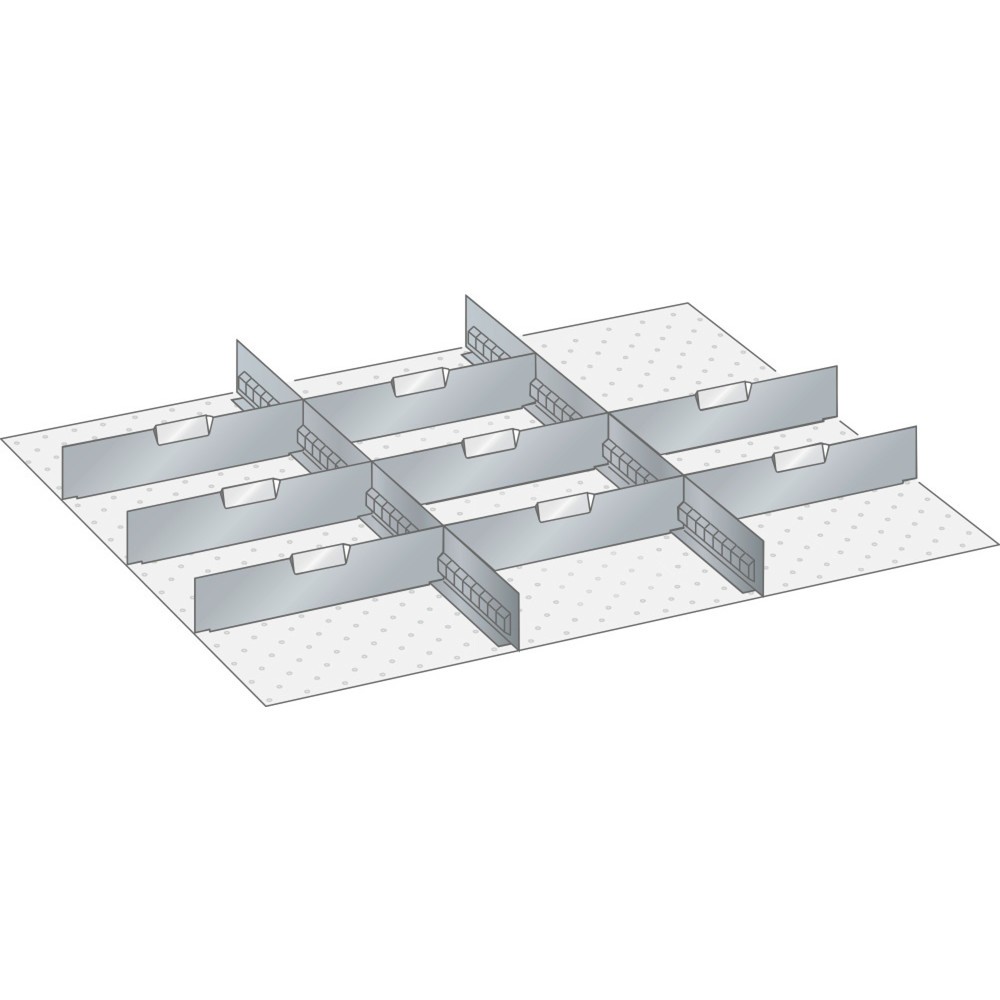 Illustration du produit: Jeu de parois à fentes et de plaquettes de séparation LISTA 45x36E, (lxP) 765x612 mm, 2 parois à fentes, 8 plaquettes de séparation, hauteur de façade 100 mm