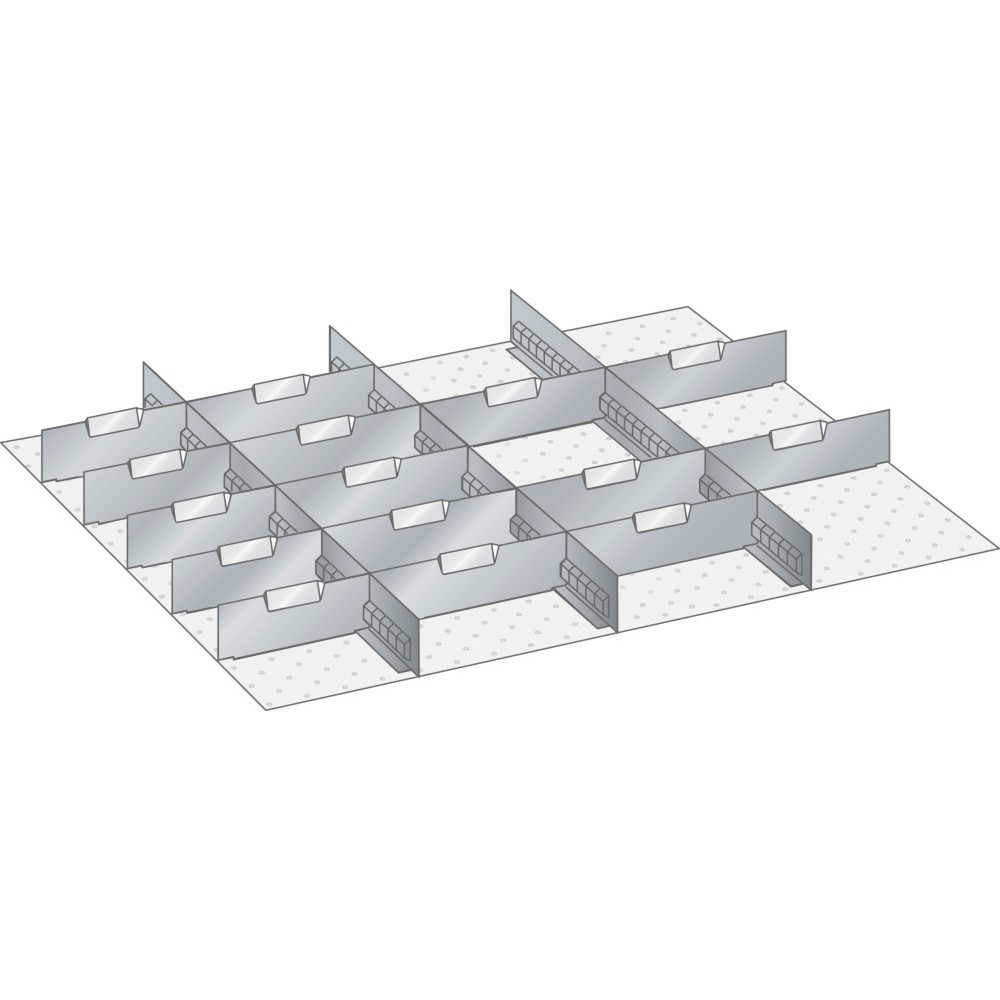 Illustration du produit: Jeu de parois à fentes et de plaquettes de séparation LISTA 45x36E, (lxP) 765x612 mm, 4 parois à fentes, 15 plaquettes de séparation, hauteur de façade 75 mm