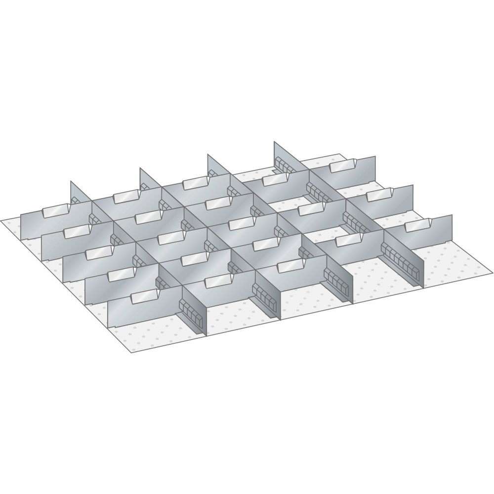 Illustration du produit: Jeu de parois à fentes et de plaquettes de séparation LISTA 45x36E, (lxP) 765x612 mm, 4 parois à fentes, 21 plaquettes de séparation, hauteur de façade 75 mm
