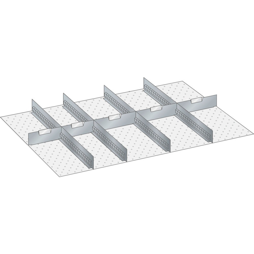 Illustration du produit: Jeu de parois à fentes et de plaquettes de séparation LISTA 54x36E, (lxP) 918x612 mm, 4 parois à fentes, 5 plaquettes de séparation, hauteur de façade 75 mm