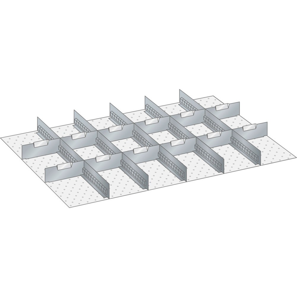 Illustration du produit: Jeu de parois à fentes et de plaquettes de séparation LISTA 54x36E, (lxP) 918x612 mm, 5 parois à fentes, 12 plaquettes de séparation, hauteur de façade 250 mm