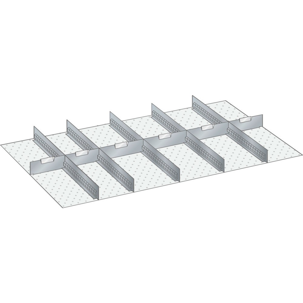 Illustration du produit: Jeu de parois à fentes et de plaquettes de séparation LISTA 64x36E, (lxP) 1088x612 mm, 5 parois à fentes, 6 plaquettes de séparation, hauteur de façade 75 mm