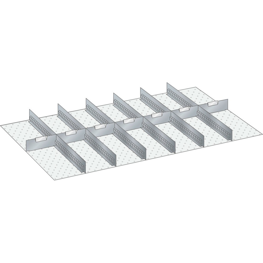 Illustration du produit: Jeu de parois à fentes et de plaquettes de séparation LISTA 64x36E, (lxP) 1088x612 mm, 6 parois à fentes, 7 plaquettes de séparation, hauteur de façade 75 mm