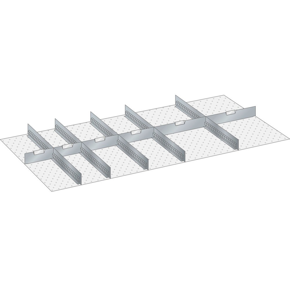 Illustration du produit: Jeu de parois à fentes et de plaquettes de séparation LISTA 78x36E, (lxP) 1326x612 mm, 5 parois à fentes, 8 plaquettes de séparation, hauteur de façade 75 mm