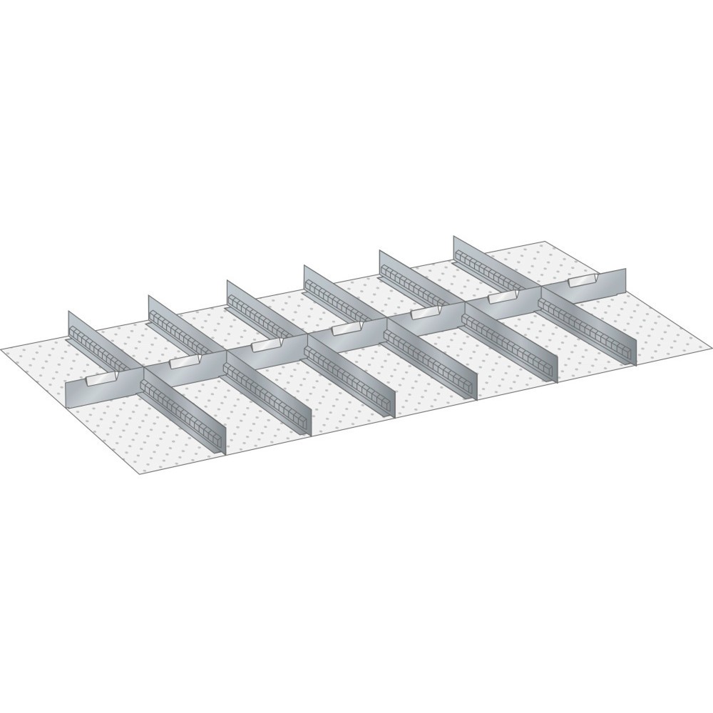 Illustration du produit: Jeu de parois à fentes et de plaquettes de séparation LISTA 78x36E, (lxP) 1326x612 mm, 6 parois à fentes, 7 plaquettes de séparation, hauteur de façade 75 mm