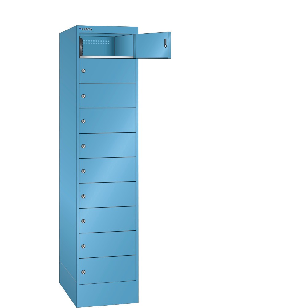 Produktabbildung: LISTA Laptopschrank, (BxTxH) 415x500x1790mm, 1x10 Fächer, Typ D, lichtblau