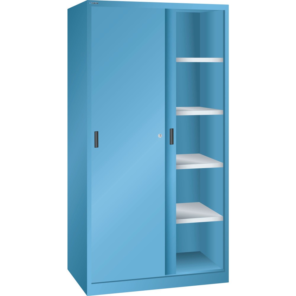 Produktabbildung: LISTA Schiebetürschrank, (BxTxH) 1000x580x1950mm, 8 Verstellböden, lichtblau