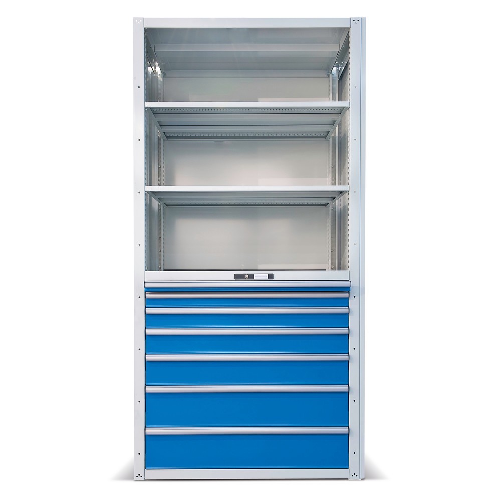 Produktabbildung Nr. 2: LISTA Schubladenregal Premium, Grundfeld, 4 Schubladen, lichtgrau, lichtblau